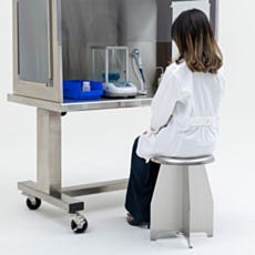 Stainless steel cleanroom stool with round seat for comfortable extended use