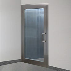 Stainless steel cleanroom door  with full-view flush-mount window