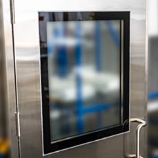 Custom flush-mount partial window with black painted border