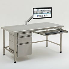 Roll-out keyboard tray that is attached to a workstation