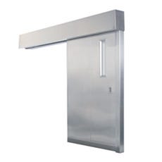 Single sliding cleanroom door with stainess steel panel and hardware