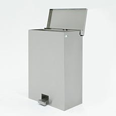 Stainless steel step-on garment hamper with pneumatic soft-closing lid, 30