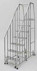 narrow stainless steel cleanroom step ladder with 7 steps