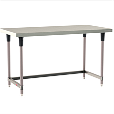 Standard 304 Stainless Steel TableWorx Work Tables with Metroseal Legs and 3-Sided Frame by Metro