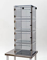 Static-safe desiccator cabinet in SDPVC with 4 chambers and adjustable shelving