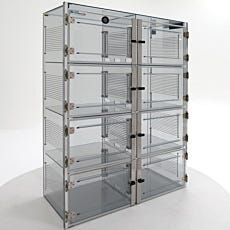 Static-safe desiccator cabinet in SDPVC with 8 chambers and adjustable shelving