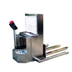 SuperLift's stainless steel straddle stacker from operator's perspective