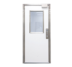 Single swinging fiberglass door