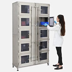 ten chamber extra large stainless steel desiccator cabinet with door-on-door design