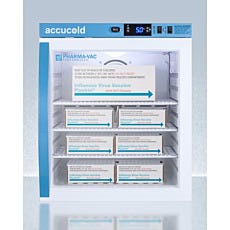 Compact refrigerator with closed glass panel door