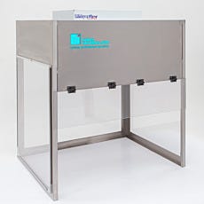 Benchtop vertical laminar flow hood with stainless steel frame