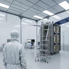 render of a softwall cleanroom with high vertical clearance