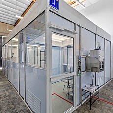 USP 797 Compouning Cleanroom with ULPA Filtered Passthrough exterior