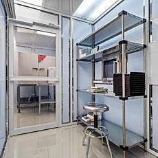 Cleanroom Ante Chamber with shelving and passthrough