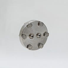 Dual 2-pin feedthrough connectors on stainless steel vacuum chamber panel