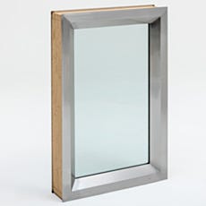 image of a stainless steel, single pane, center mount window