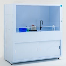 ValuLine® polypropylene wet bench displayed with laboratory props