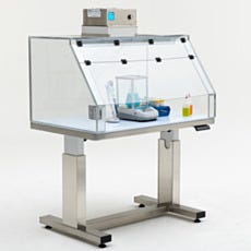mini reverse flow fan filter unit on a valuline fume hood