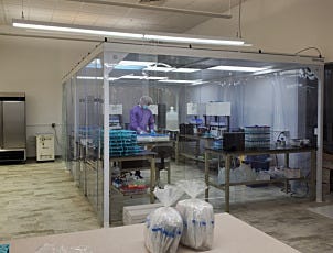Class 100 softwall cleanroom to process cotton swab specimens