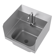 Bird's eye view wall mounted sink with spill containment and strainer