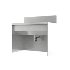 left side view of a stainless steel wash station