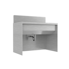 right side view of a stainless steel wash station