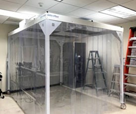 Anti-static softwall cleanroom for testing, cleaning, and storing image sensors