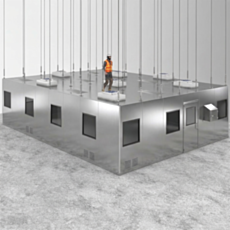 Pre-fabricated stainless steel walkable cleanroom ceiling panels with self-supporting turnbuckle and hanger assembly