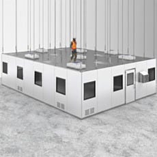 Pre-fabricated stainless steel walkable cleanroom ceiling panels with self-supporting turnbuckle and hanger assembly