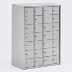 Wall-mounted 304 or 316 stainless steel high capacity phone storage locker for cleanroom gowning room applications