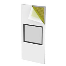 cut-away view of cleanroom wall panel system with aluminum honeycomb core