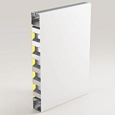 render of wall panel system standing upright with layers shown