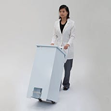 White BioSafe Waste Receptacle With Wheels & Foot Pedal