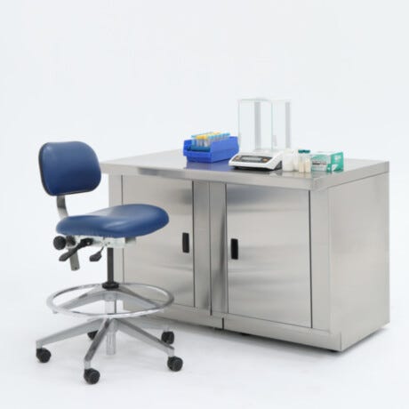 48" wide stainless steel base cabinet with 2 doors for cleanroom or laboratory use