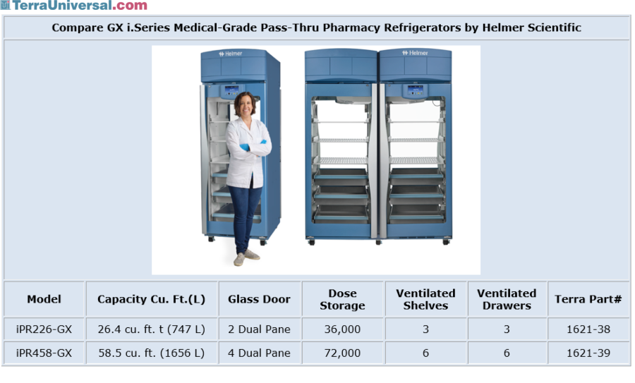 iPR226GX i.Series Pass Thru Pharmacy Refrigerator, Helmer Scientific