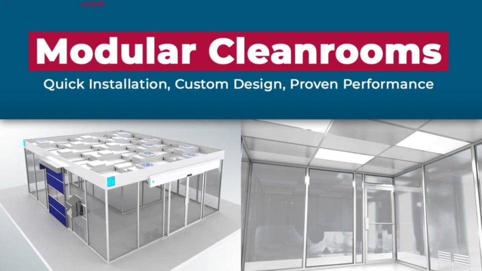 Modular cleanroom with prefabricated wall panels and filtered airflow system