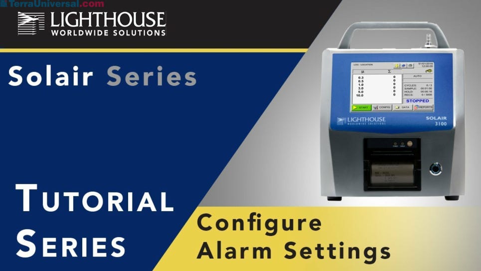 Solair Airborne Particle Counter Tutorial on Alarm Settings by LWS