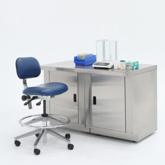 48" wide stainless steel base cabinet with 2 doors for cleanroom or laboratory use