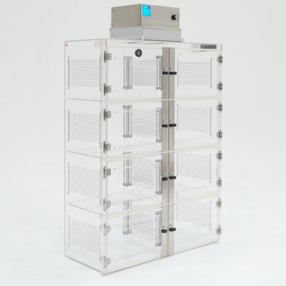 HEPA-filtered laminar flow cabinet, 8 chambers, made of static-dissipative PVC plastic