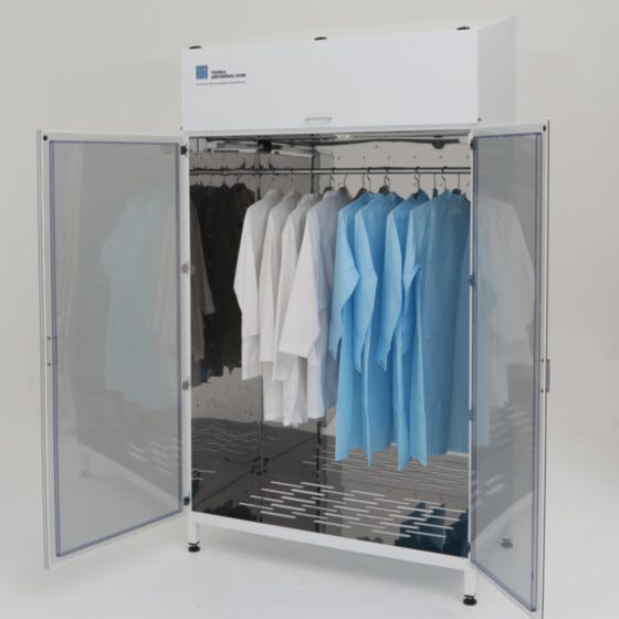 Large uv disinfection cabinet with HEPA filtration for garment storage