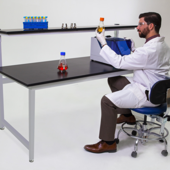 Epoxy Resin Laboratory Table with Powder-Coated Steel Frame and Shelf