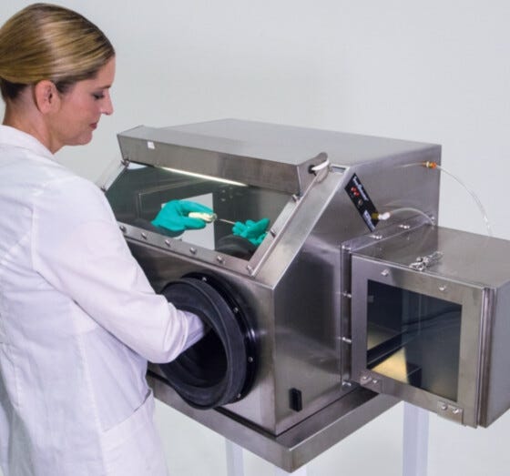 Stainless Steel controlled atmosphere glove box for inert environment
