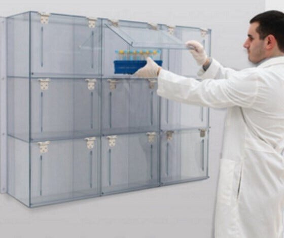 Cleanroom 9 Compartment Wall Mounted Storage Cabinet With Model