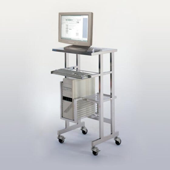 BioSafe Stainless Steel Cleanroom Computer Cart