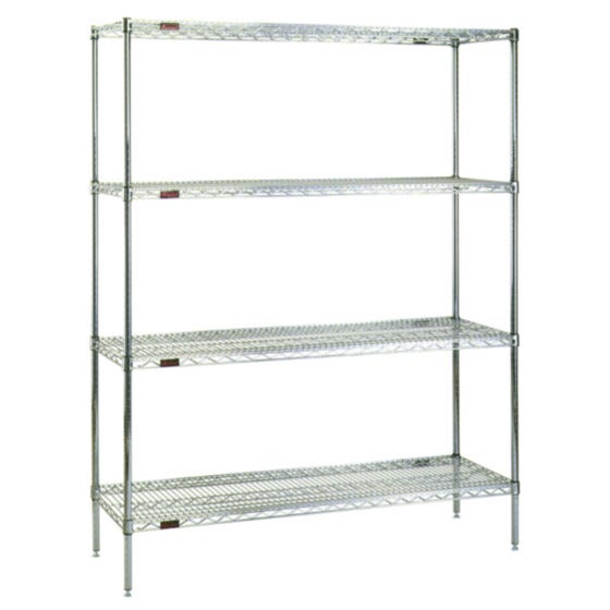 Chrome-plated 4-shelf system by Eagle Group for cleanroom or lab storage