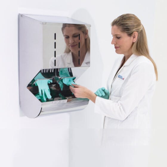 BioSafe Glove Dispensers Stainless Steel 2 Compartment