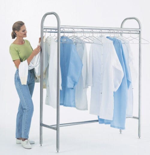 Clean Room Cylinder Tube Dual Garment Rack With Model