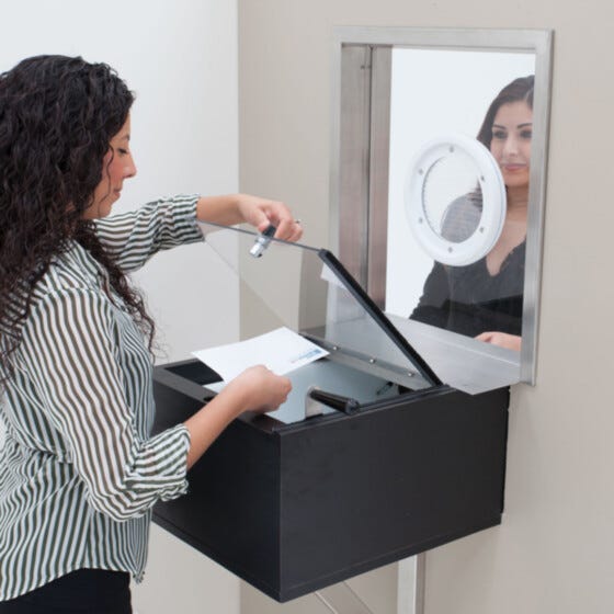 Transaction Drawer with Tempered-Glass Window and Talk-Through