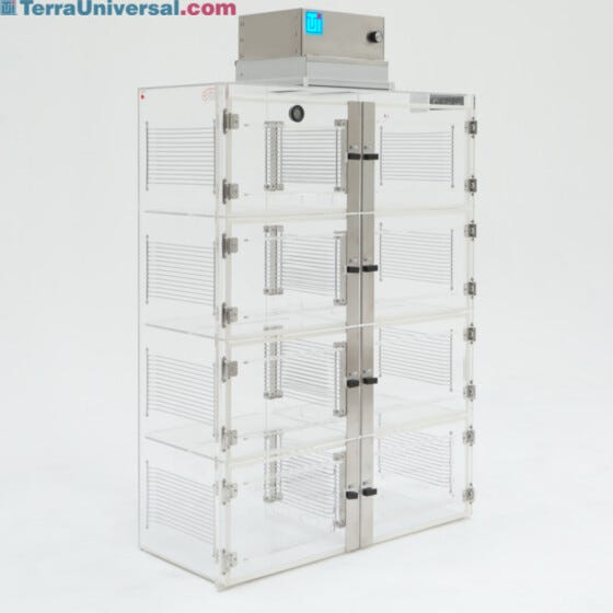 HEPA-filtered laminar flow cabinet, 8 chambers, made of static-dissipative PVC plastic