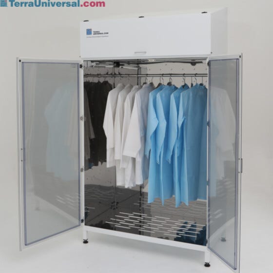 Large uv disinfection cabinet with HEPA filtration for garment storage